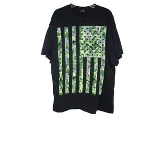 Gildan Activewear Black shirt with camo flag